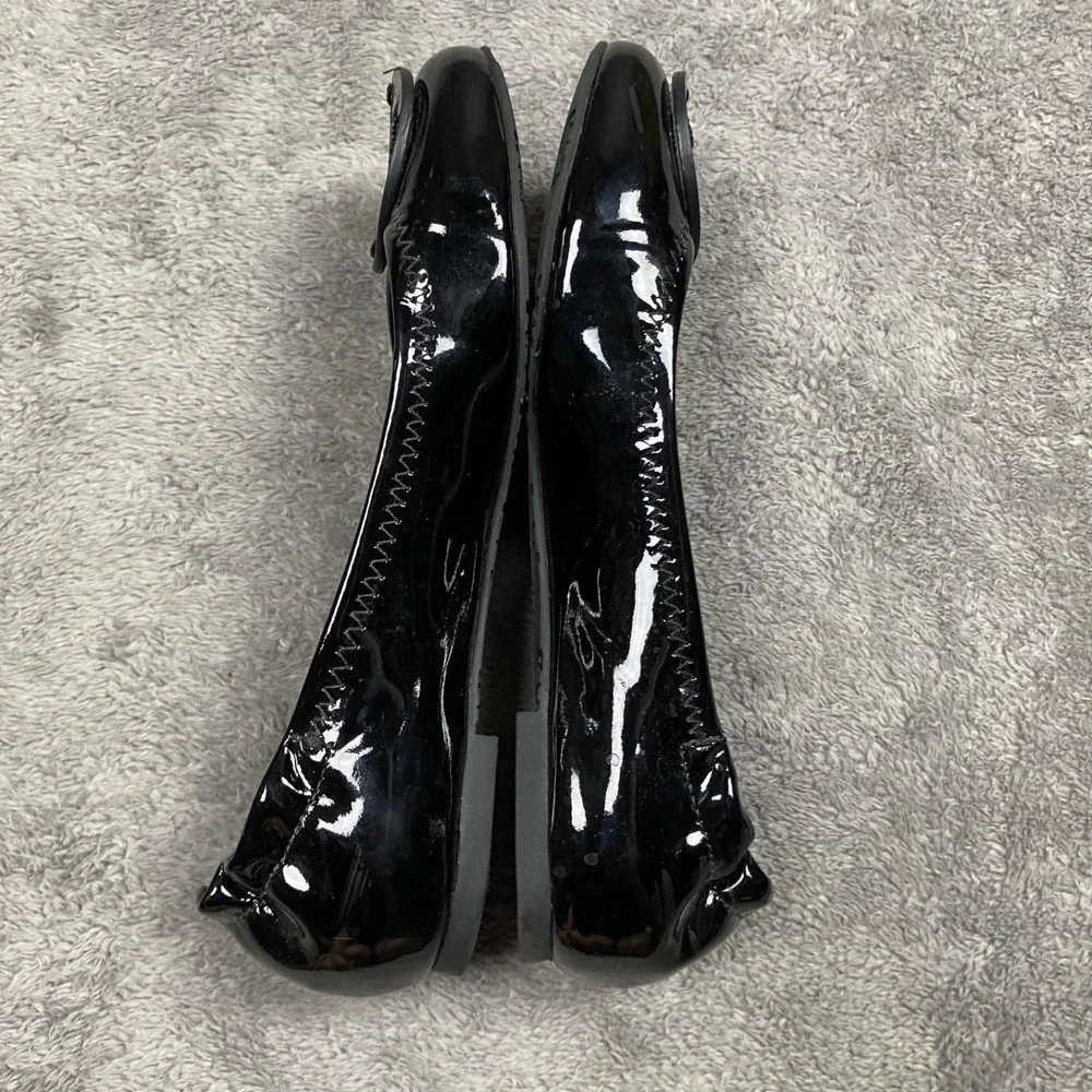 Torry Burch Patent Flat Ballet Shoes Womens Size 6M Black Leather